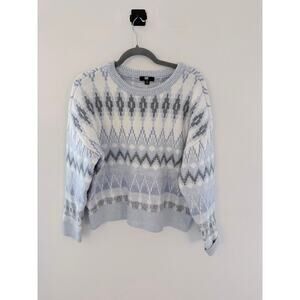 Frye Fair Isle Nordic Apres Ski Blue Crewneck Pullover Sweater-Size M